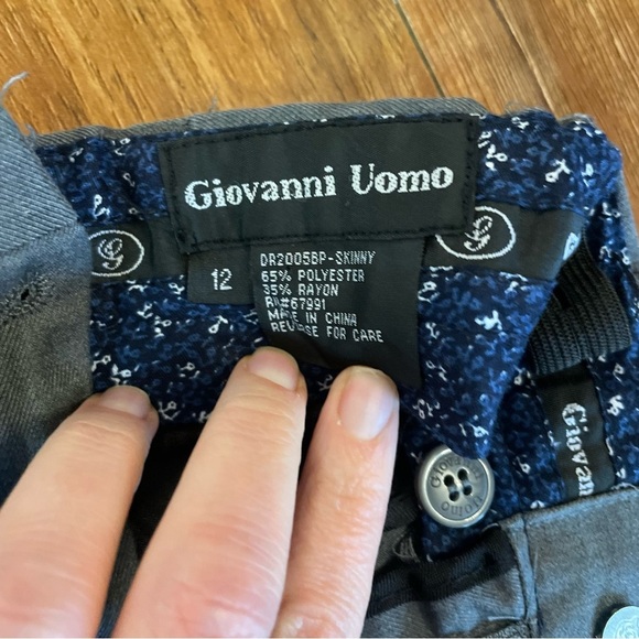 GIOVANNI UOMO Boys Gray‎ Slacks Slim Waist Tighteners Size 12 - Picture 6 of 12